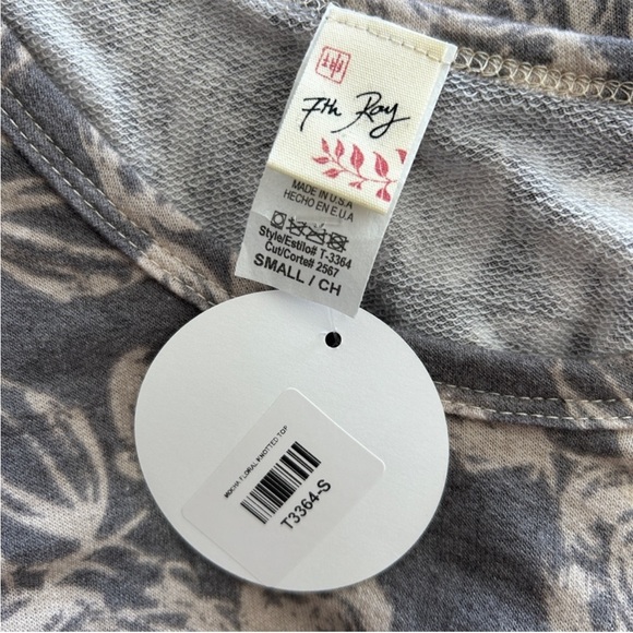 7TH RAY Mocha Brown Floral Knotted Tank Top Size Small Sequins - Picture 5 of 6